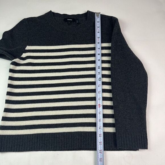 NWT Theory Shrunken ST Felted Wool Cashmere Crew Neck Sweater L Pullover Stripe - Picture 6 of 13